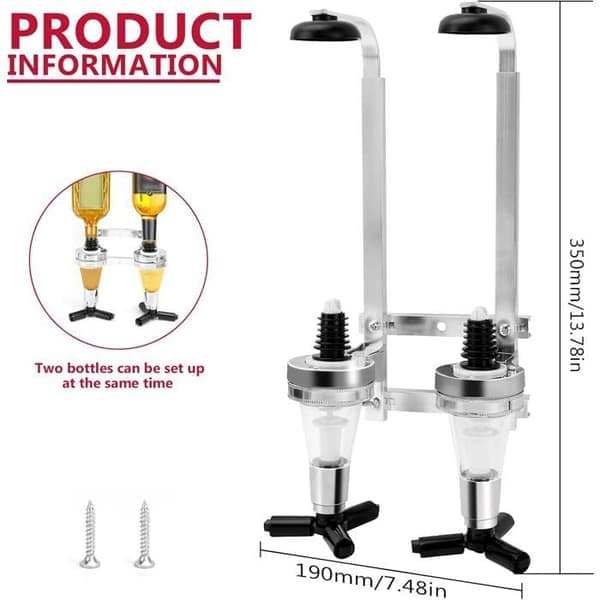 Väggmonterad alkoholdispenser - Aluminiumlegering - 2 munstycken - Lätt att installera