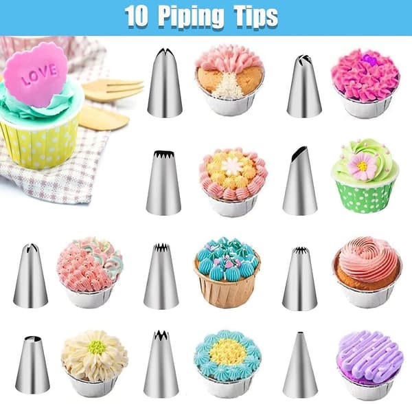 Sprøjtesæt 40 dele: med dyser i rustfrit stål, perfekt til cupcakes Pink