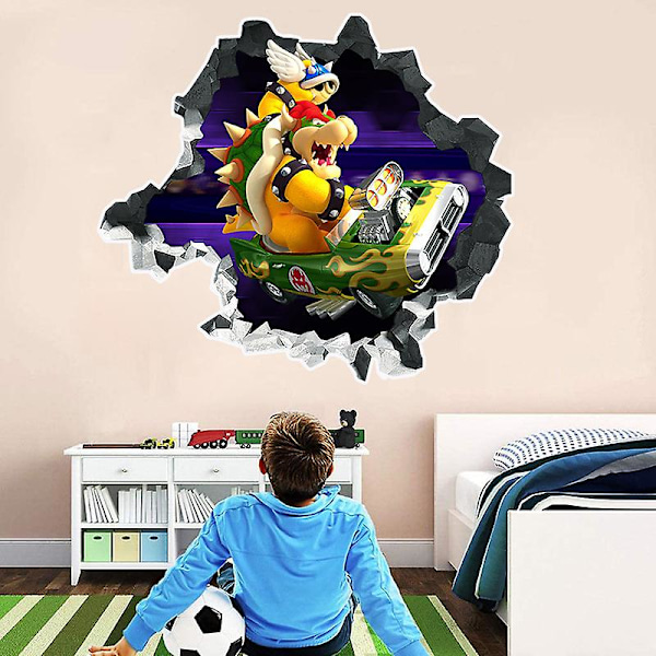 3D Super Mario Kart Bowser Koopa Racing Väggdekal för Rum Dekoration (FMY) CT20010J-R 48*42cm