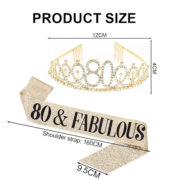 80-årsdag Sash och Crown hårband för kvinnor