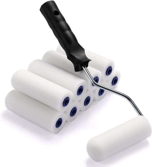 Skumfärgroller, Rollerram med 4-tums Mini Färgrolleröverdrag med Skumtäckta Ändar, Högdensitet Skumfärgsbricka Set (12 Delar)