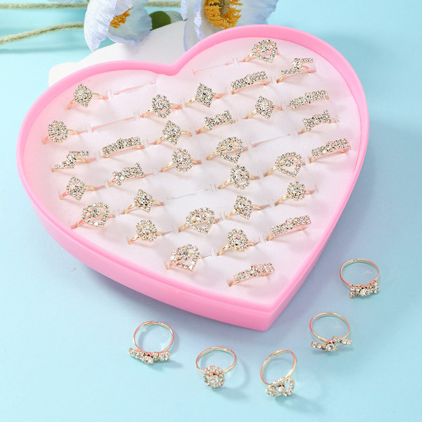 Barnring Mode Cartoon Flickor Smycken Kristall Gem Prinsessa Smycken Justerbar Ring I I