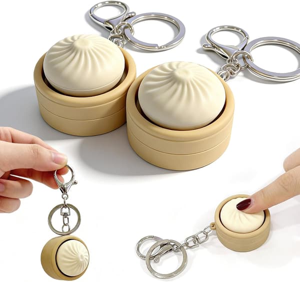 2-pack Dumpling Keyboard Push Pop Toy – Crisp Sounds, Buttery Smooth Stress Reliever, Remote Click Keychain, Silent Anxiety Fidget for Adults at Work