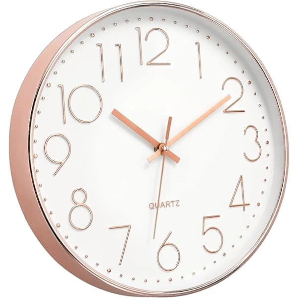 【xj】Modern väggklocka, stor 30 cm tyst dekorativ rund klocka för sovrum, vardagsrum, kök, hem, kontor (roséguld)