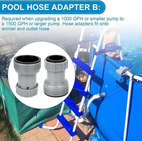 Poolslangadapter, poolavloppsadapter, slangkonverteringsadapter för Intex 10722 poolslangadapter reservdelar