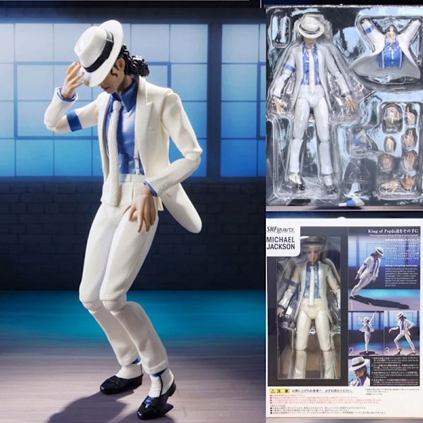 Michael Jackson Smooth Criminal Moonwalk Action Figurmodell Leksaker Michael Jackson MJ Thriller Joint Movable Julklapp B with box