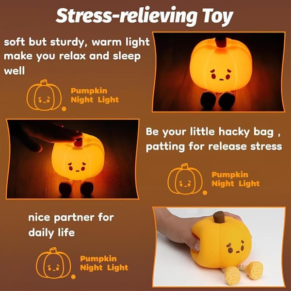 Jack-o-lantern, natlys, silikone fidget legetøj, græskarpynt til skrivebord og hjem til kvinder og børn