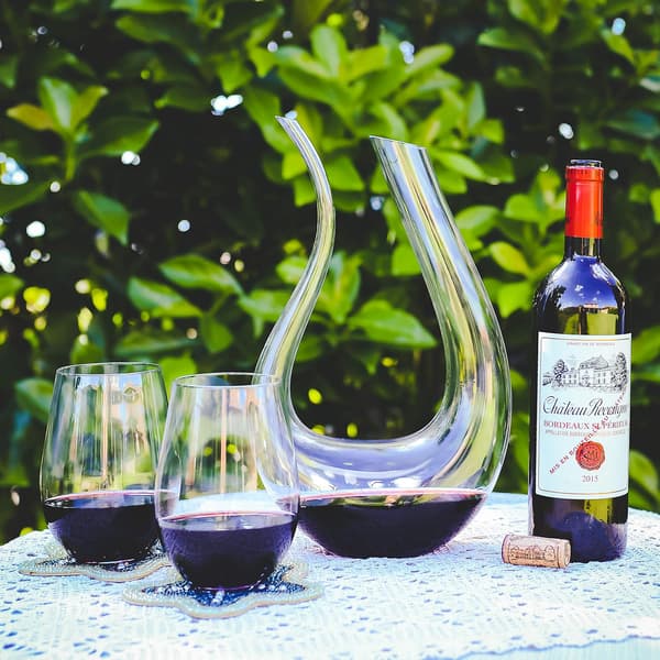 Vindekanter, 1,5L glaskaraffel, rødvinlufter, håndblæst vin-sniffer, dekanter
