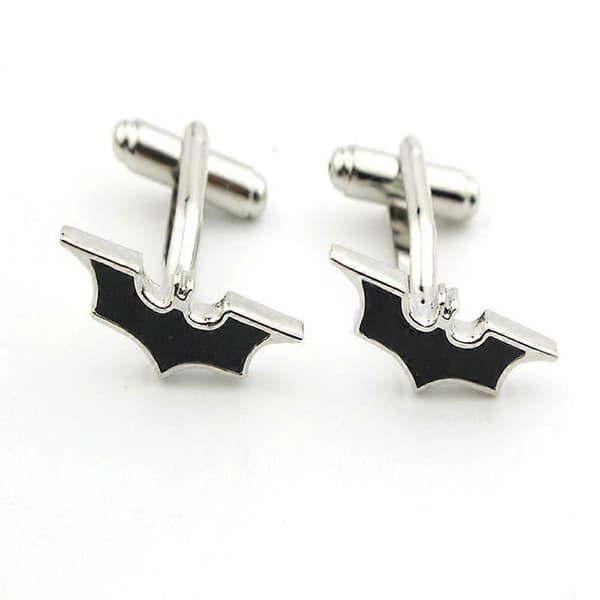 Fladdermusformade franska manschettknappar i metall för män, Batman-logotyp manschettknappar