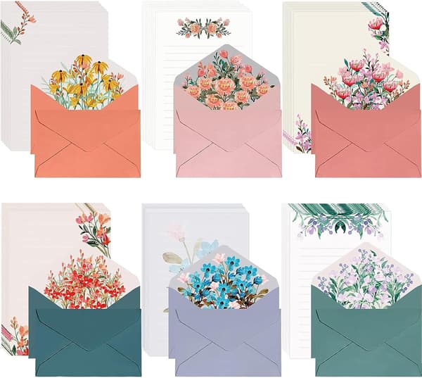 Stationery, 72-piece Envelope Paper Set, Letterhead with Envelopes, Writing Paper for Invitations
