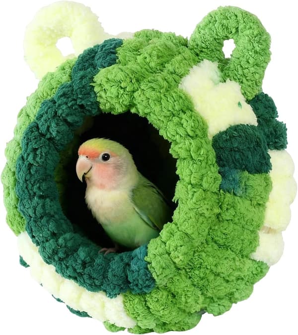 Fleece Bird Nest — Suitable for Parrots and Budgies; Durable Fleece, Space-Saving Design.