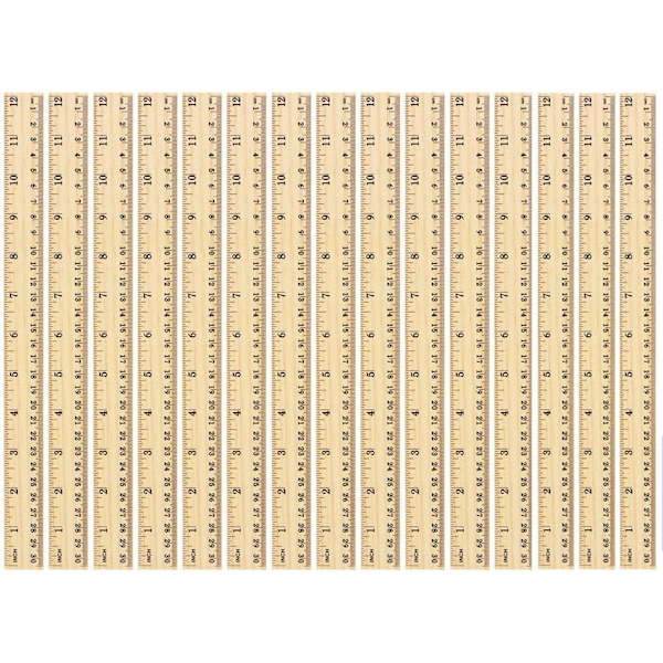 25-pack trälinjal 12 tum linjaler bulk trä mätlinjal kontorslinjal 2 skala