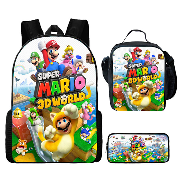 Anime Sonic Pen Bag Student Lunch Bag Cartoon Barn Ryggsäck Sonic three-piece Sonic three-piece