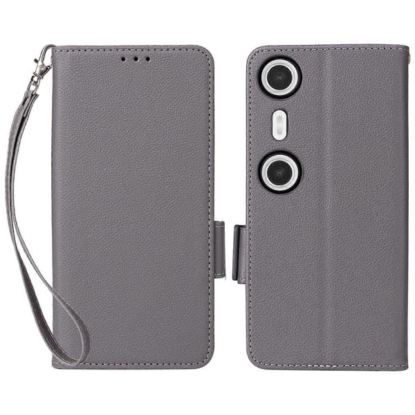 Til XREAL Beam Pro Etui Litchi Tekstur PU Læder Pung Flip Telefonetui Grey