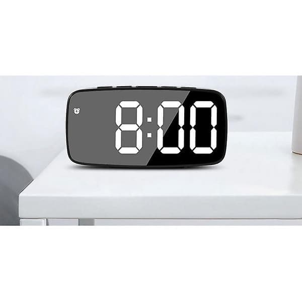 Smart digital väckarklocka sängbord, röd LED rese-USB bordsklocka med 12/24H datum temperatur snooze