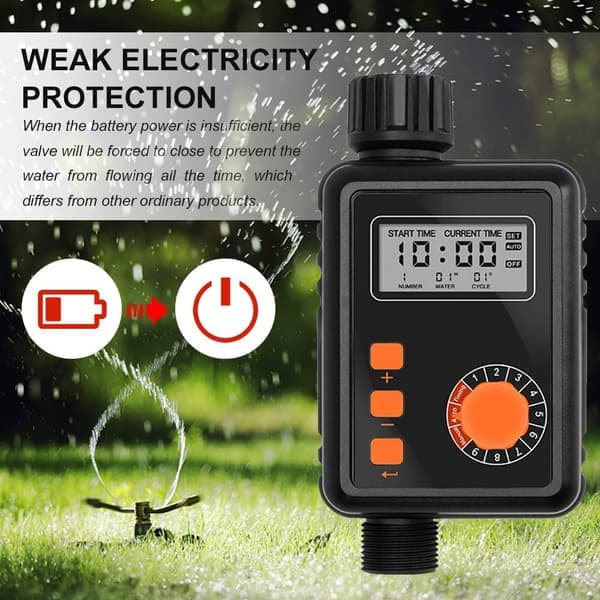 Elektronisk vandingsur med regnsensor IPX5 Automatisk sprinklerstyring 9 programmer LCD-display til have og drivhus