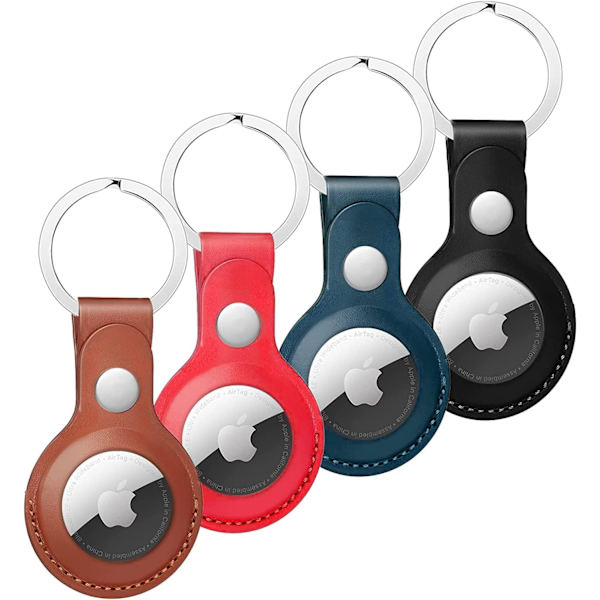 Nyckelring kompatibel med Airtag, Nyckelring för Airtag, Bärbar och tvättbar Anti-Scratch skyddande fodral för Apple AirTags Brun + Röd + Blå + Svart