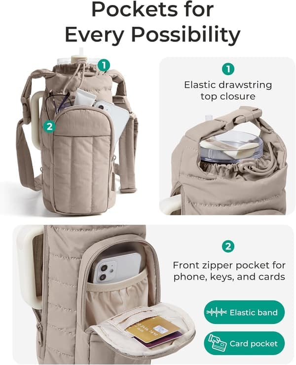 Vattenflaskhållare med rem 40/32 oz Crossbody-väska Gymtillbehör Slingväskor för kvinnor