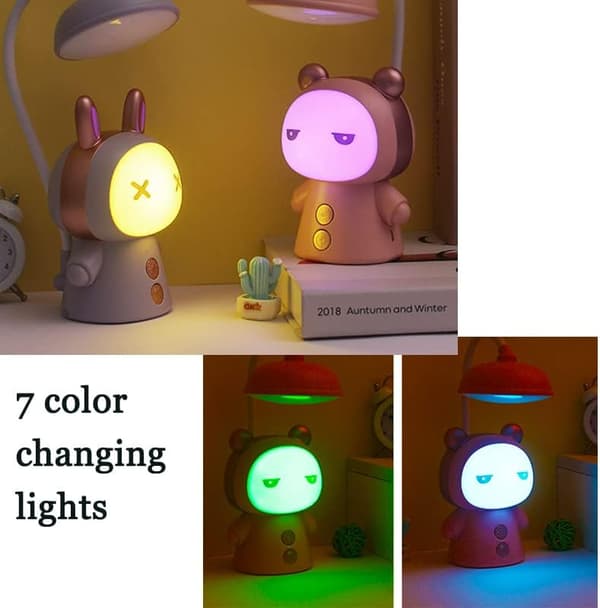 Cartoon LED Desk Lamp Learning Foldable Rechargeable Eye Protection Student Children Reading Lamp Night Light Bedside Lamp Gradient Color