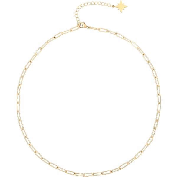 Snyggt Gold Chain Choker Halsband för kvinnor Guldpläterat gem Kedja Layered Halsband för kvinnor Trendiga smycken
