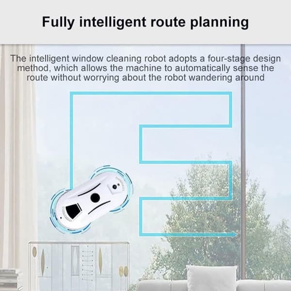 Window Cleaning Robot for Glass - Strong Suction Glass Cleaning Robot with Remote Control - Automatic Robotic Cleaner for Vertical Surfaces - White