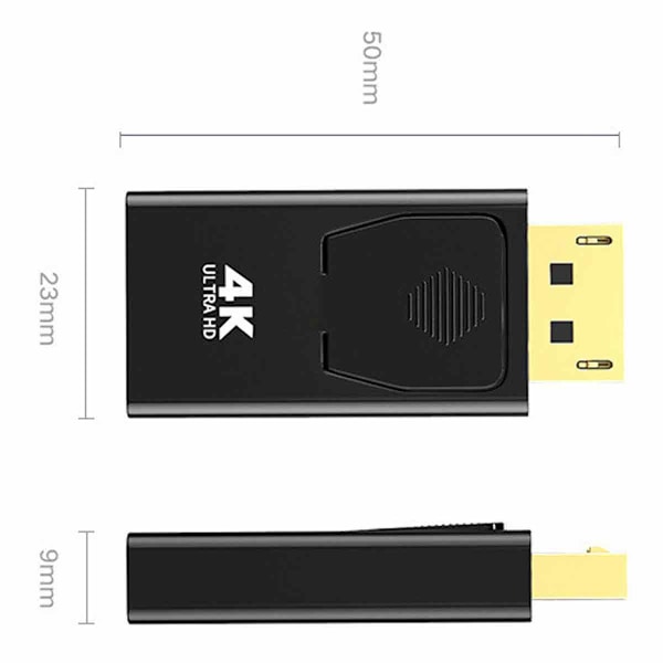 Svart Displayport Dp till Hdmi Adapter Konverter