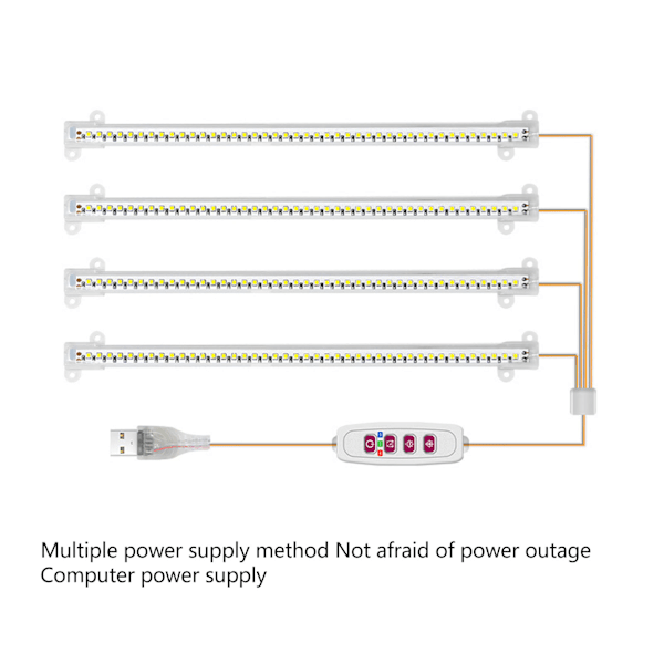 Växtväxtlampa 4 huvuden USB-kontakt Dimbar timerfunktion Full Spectrum LED-växtlampa för inomhus hem Succulent solljus 4000K 168LED