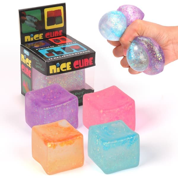 Fin Glitter Squishy Cube Legetøj, Lysende Stressaflastende Fidget, Blødt Klemme Sensorisk Legetøj Tilfældig Farve