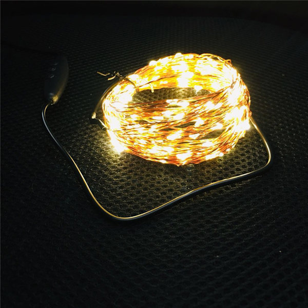 USB-anslutna ljusslingor i koppartråd 200 LED stjärnformade ljusslingor med på/av-knapp, varmvit