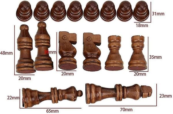 32 träpjäser internationellt schackspel utan bräde, brädspelssats