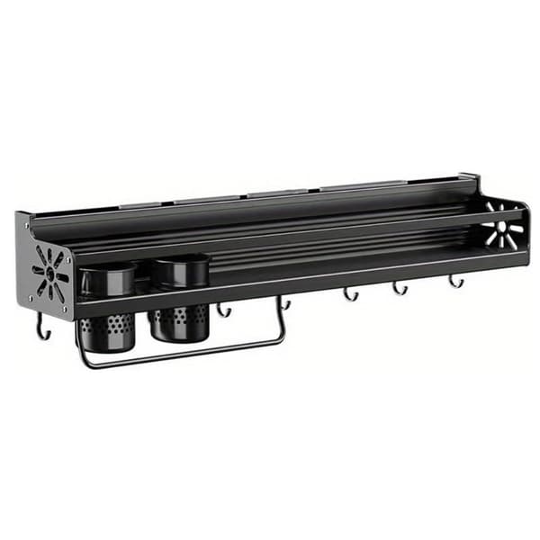 Kitchen Spice Rack Wall Mount Storage Kitchen Wall Rack Black 60cm