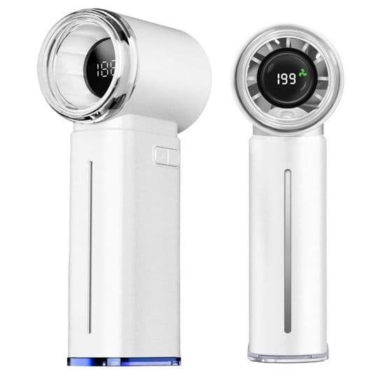 Mini bärbar fläkt - 3500mAh batteri - 1-199 hastigheter - Digital display - Bärbar - Vit