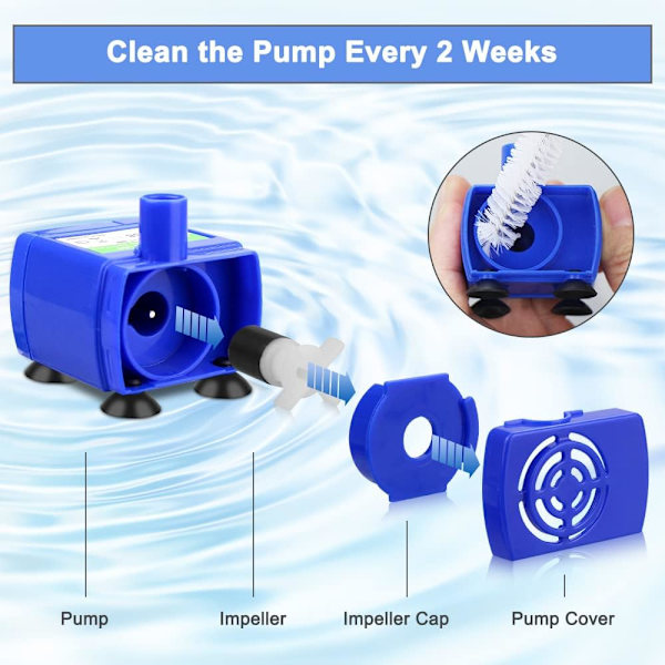 Pumpa för husdjursfontän, pump för kattfontän, ersättning för kattvattenmotor, husdjursvattenfontän, vattenfontändispenser för katt och hund.
