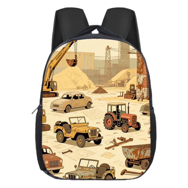 Excavator Preschool School Bag Kids Printed Backpack Shoulder Bag-3