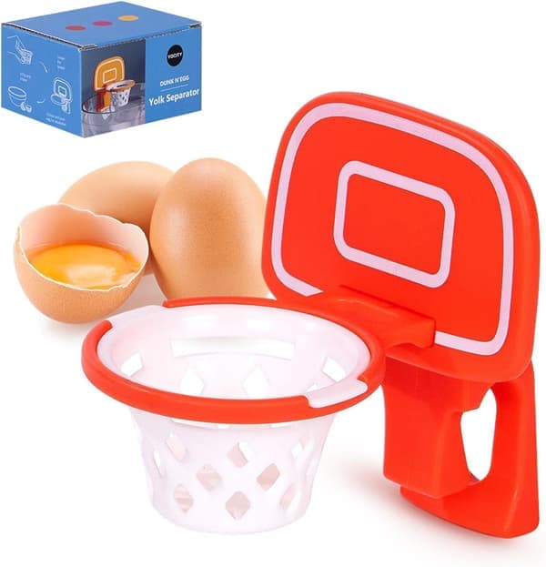 Egg Yolk Protein Separator Basket Rack Raw Egg Separator Plastic Kitchen Utensil Suitable for Kitchen Bakery Camping Baking (Orange Red)