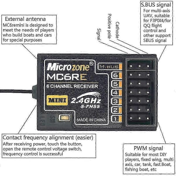 2.4ghz Mc6re Receiver 6-channel Gyro Receiver Mc6c Remote Control Receiver