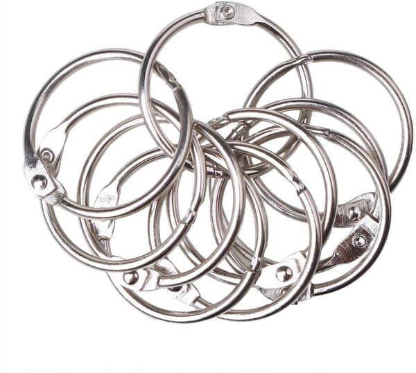 20 st metallbokringar, lösbladspärmar bokringar 25 mm innerdiameter nyckelringar (silver)