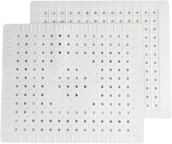 Diskmatta, 2-pack diskbänkskydd för diskbänksbotten, bestick och glas, snabb avrinning, 31 x 26 cm, vit