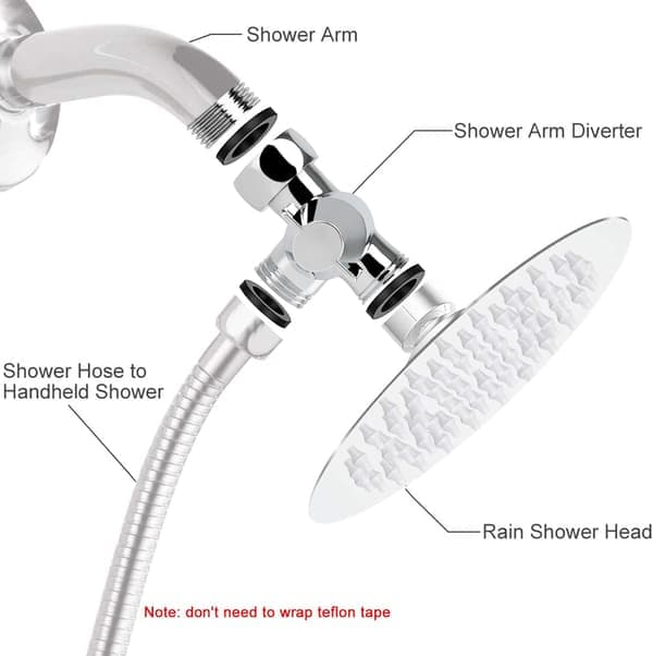 Solid Brass Shower Arm G1/2\", Three-Way Diverter for Handheld and Fixed Shower Heads, Bathroom Component for Shower Head.