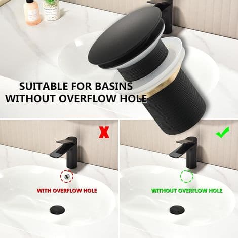 Pop-up sink drain, sink drain without overflow, bathroom basin drain with a 1/4\" hole