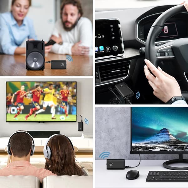 Opgraderet Bluetooth 5.3 sender og modtager, bærbar trådløs adapter, 2-i-1 ekstra lydmodtager til computere, hovedtelefoner