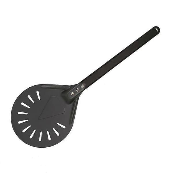 Perforert pizzaspade, hardanodisert aluminium pizzaspade for baking av hjemmelagde pizzaer, brød, liten rund pizzaspade, 7 tommer