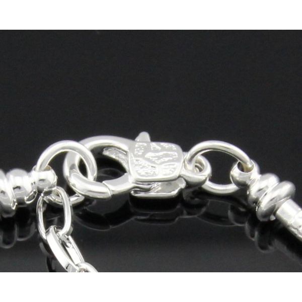 5 st silverpläterade ormkedja charm armband startset med klassiskt pärllås som passar alla pärlor