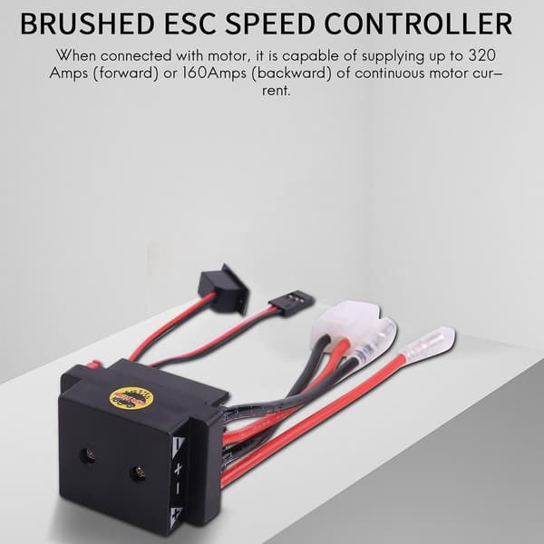 RC ESC 320A 6-12V Børstet ESC Hastighetsregulator med 2A BEC for RC Båt U6L5 Black