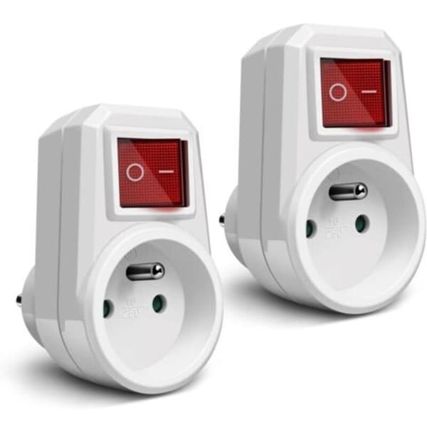 Extrastar Power Outlet with Switch, 1 in 1 Electrical Wall Plug, Electrical Wall Socket Ideal for Bedroom Home Office, 16A, 230V White, 2-pack