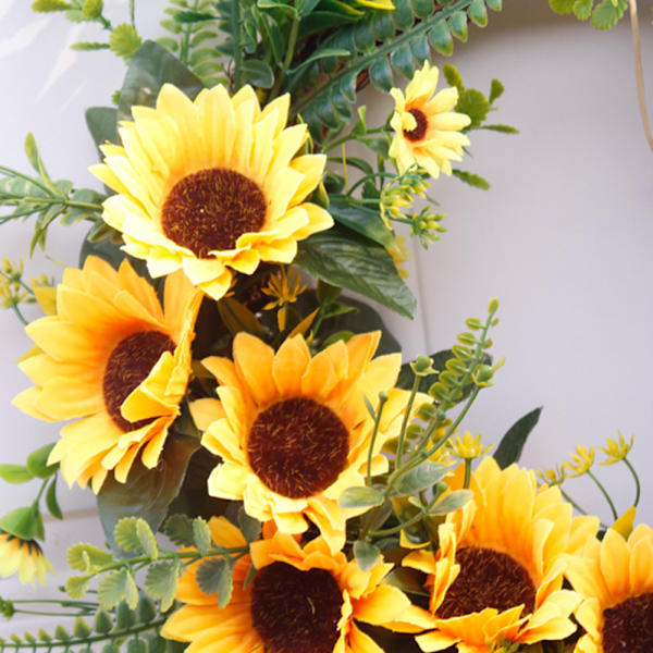 40 cm solrosblommor grönska krans sommar höst fira handgjord dörrkrans vildblommor dekoration