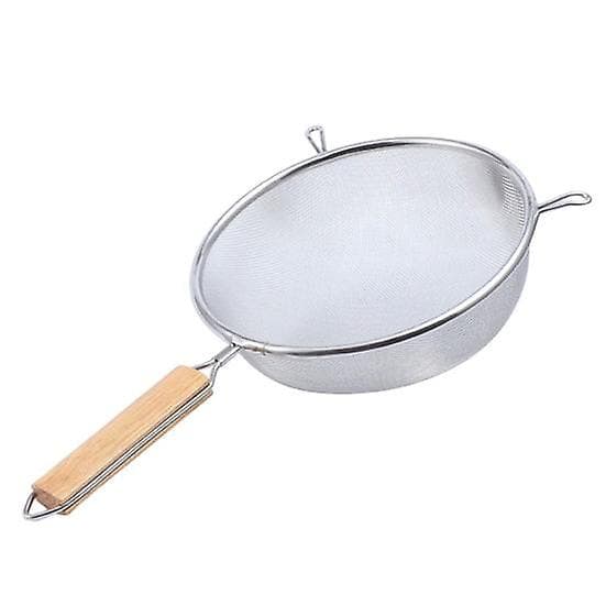 Si af rustfrit stål med træhåndtag, finmasket filterske, trådsi 18cm