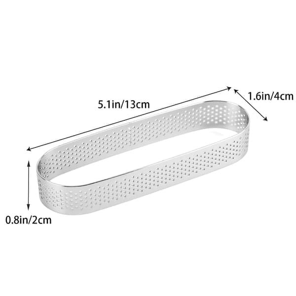 Ovale kageringe 304 rustfrit stål 6 stk. perforeret bageform kagering bageform non-stick frugttærtebundværktøj - 5 tommer (13 cm)