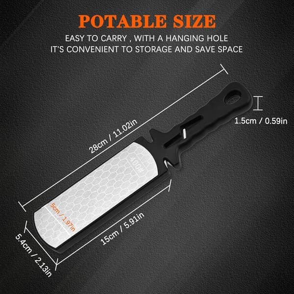 Diamond Sharpening Stone, 400/1000 Grit Handheld Double-Sided Diamond Sharpener 5 in 1 Honeycomb Surface Knife Sharpening Plate Whetstone with Ceramic