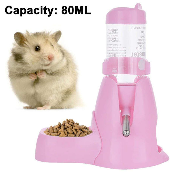 Hamster Vattenflaska, Liten Automatisk Drickflaska för Husdjur med Matbehållare Bas Hut Hängande Vattenmatningsflaskor Automatisk Dispenser för Smådjur